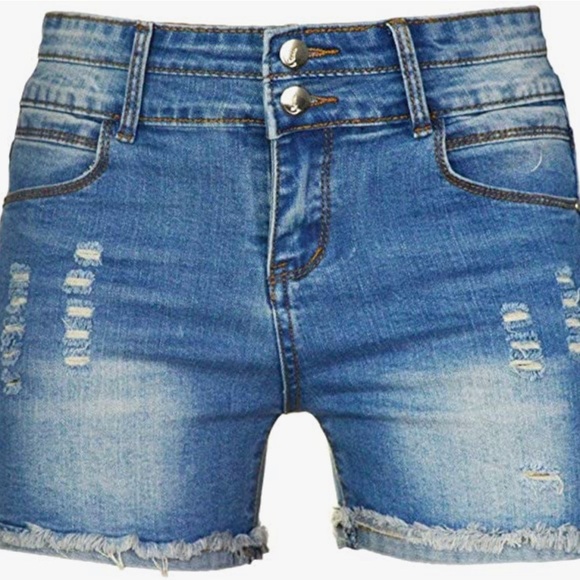 Stretchy distressed jean shorts - Picture 3 of 3